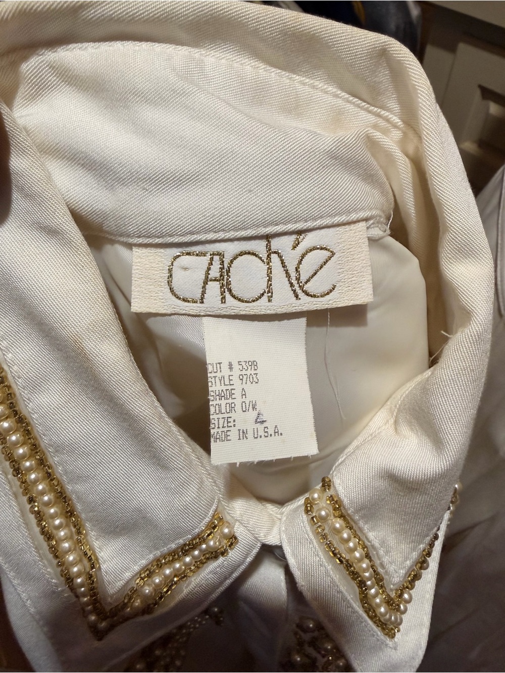 VTG 2Pc Pearl & Gold Embellished Pant Set from Cache’s Gold Label Era - Picture 6 of 8